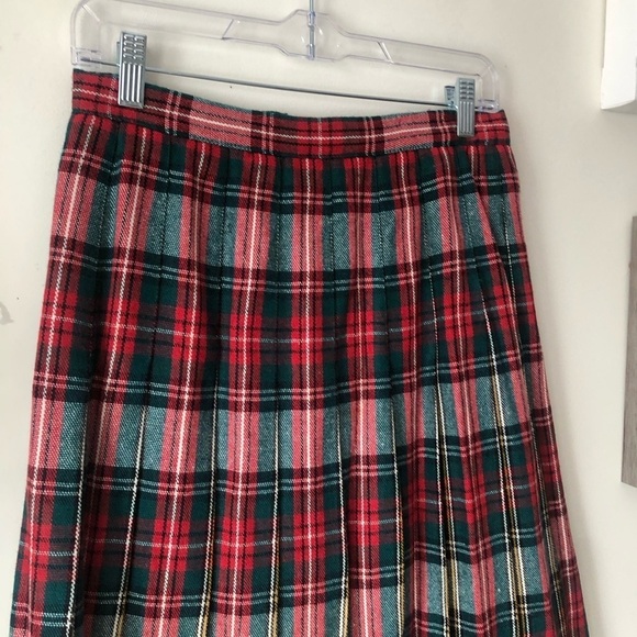 Vintage Christmas Tartan Plaid Wool Wrap Skirt Red Green ILGWU USA Made Size 6 - Picture 8 of 13